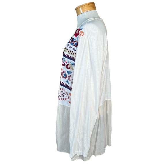 Johnny Was Embroidered Ivory Long Sleeve Peplum Tunic Size 1X EUC - Picture 4 of 12